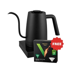Hario Lyra Electric Coffee Drip Kettle (800ml) - Black + FREE Meteor Filter Papers