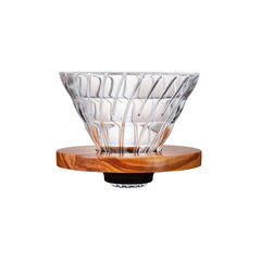 Hario V60 Glass Coffee Dripper Olive Wood - Size 02