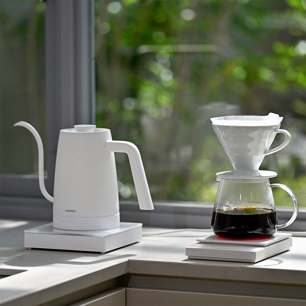 Hario Lyra Electric Coffee Drip Kettle (800ml) - White + FREE Meteor Filter Papers